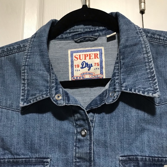 Super Dry Denim Button Down Shirt - Picture 4 of 5